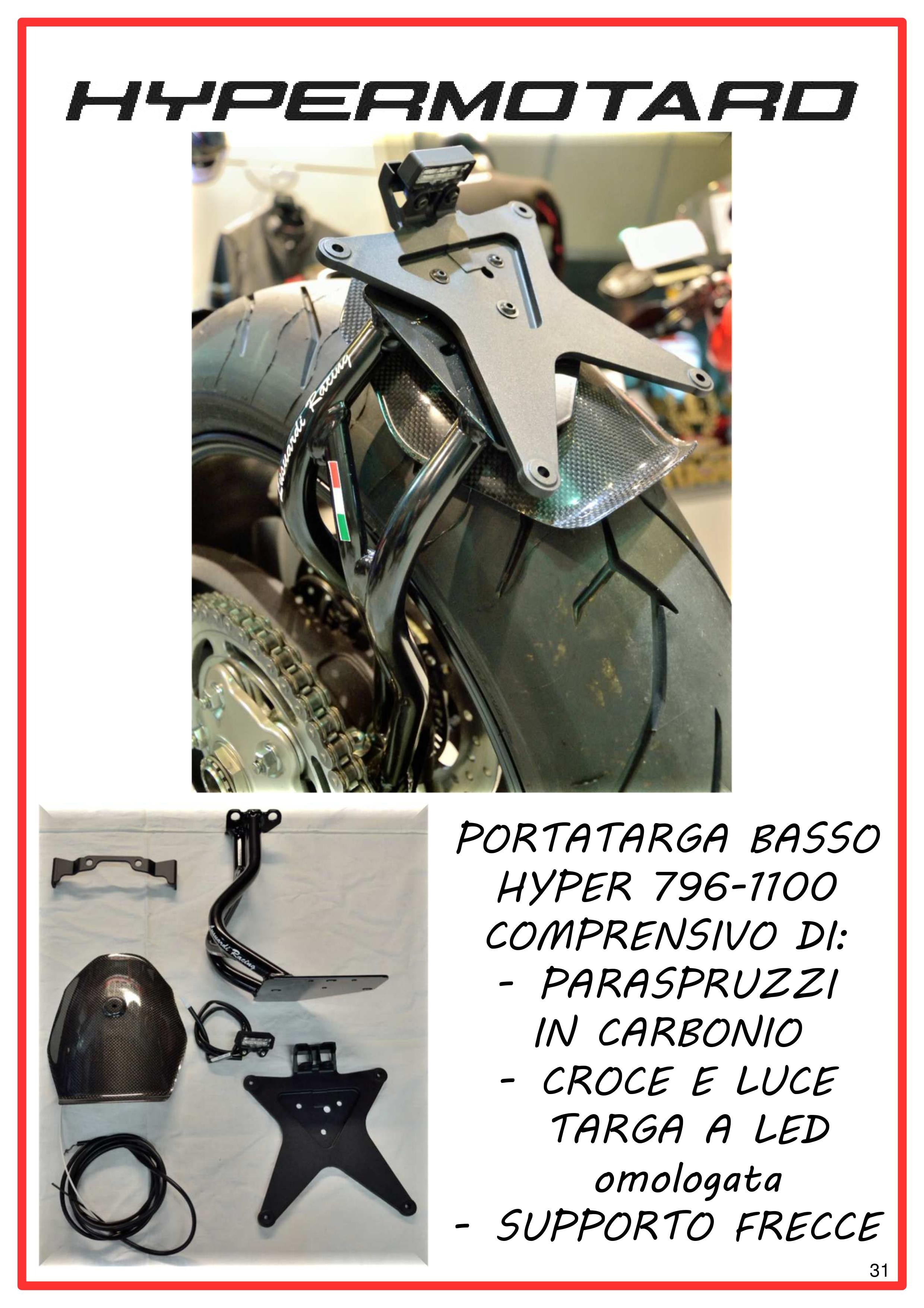 Kit porta targa basso monobraccio per Hypermotard 796/1100 - Lusuardi Racing
